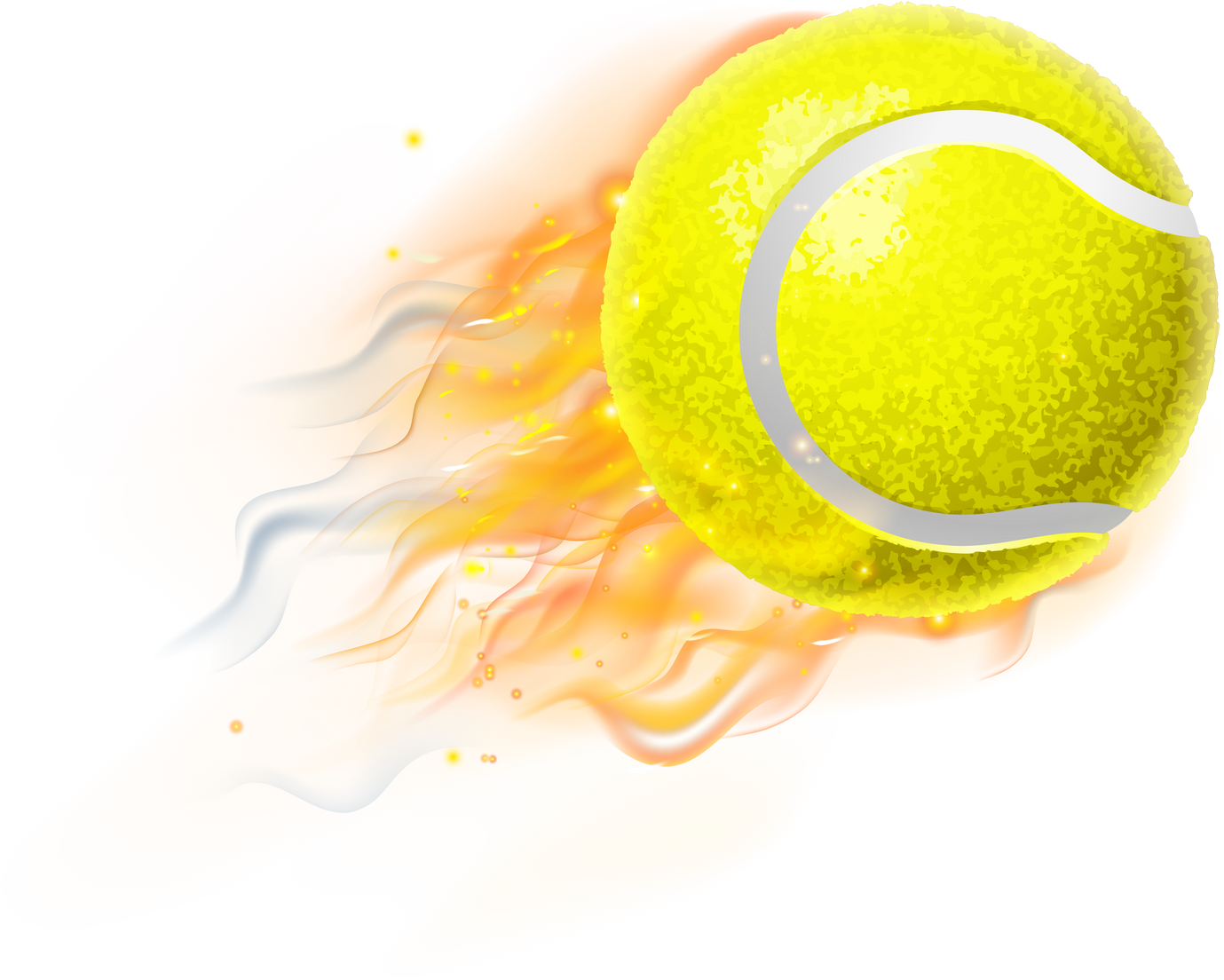 Tennis Ball with Flame or Fire Concept